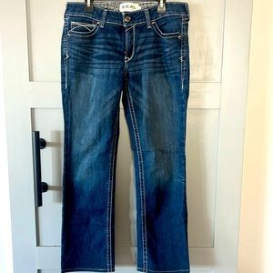 Ariat Real Jeans Womens 32 Boot Cut Low Rise Denim Stretch Dark Wash.